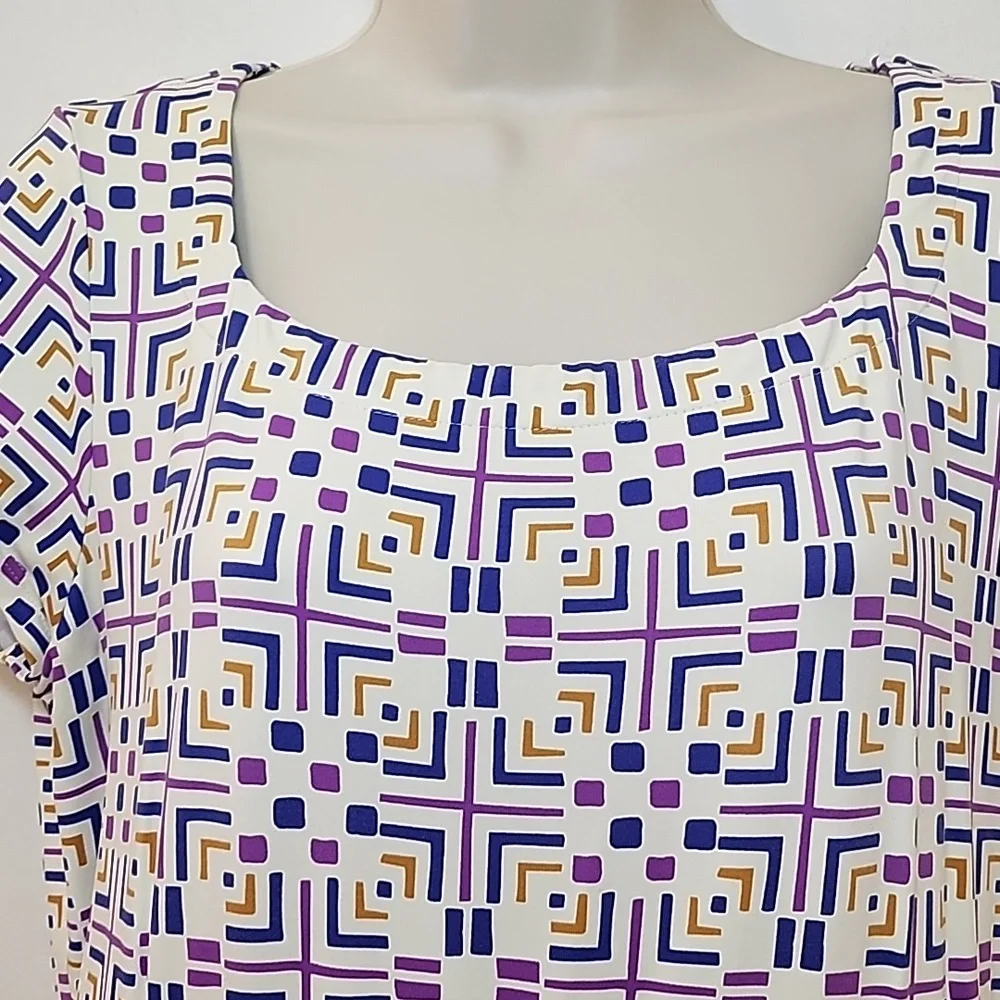 J McLaughlin Geometric Patterned Dress - Purple and White Size Large - Picture 13 of 16